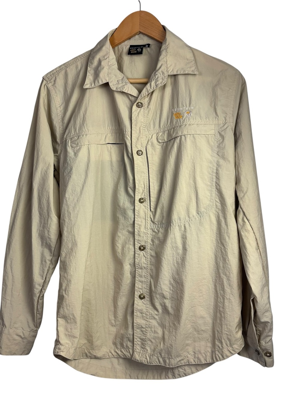 Mountain Hardwear Long Sleeve Hiking Shirt Tan Khaki Mens Size M